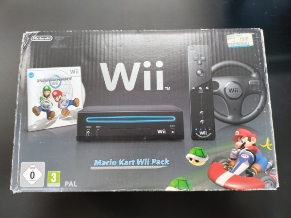 Wii Konsole Schwarz - "Mario Kart Wii" Pack OVP